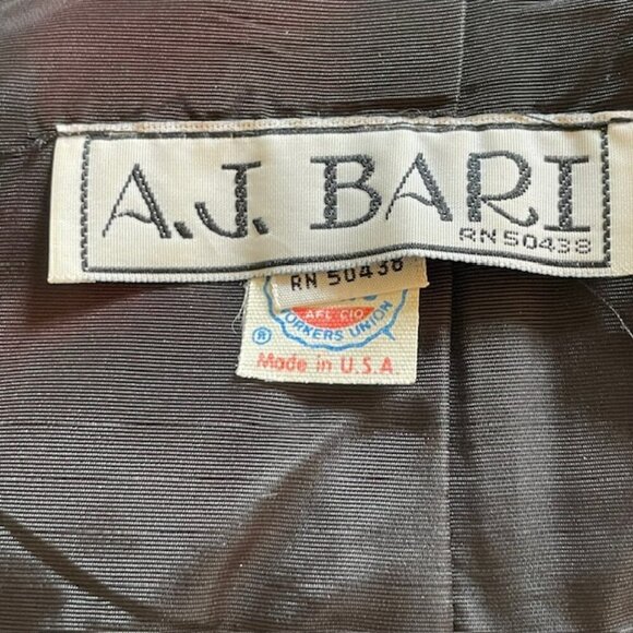 Vintage 80's AJ Bari Strapless Rhinestone Peplum Cut out Back Silk Dress XS - Picture 9 of 11